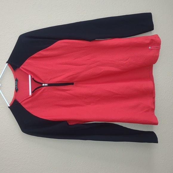 Lauren Ralph Lauren Waffle Knit 1/4 Zip Long Sleeve Top Size L? - Picture 1 of 9